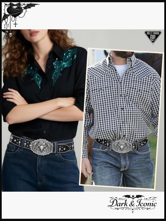 Cowgirl Rhinestone Western Buckle Belt Unisex PU Leather Detachable main image 4